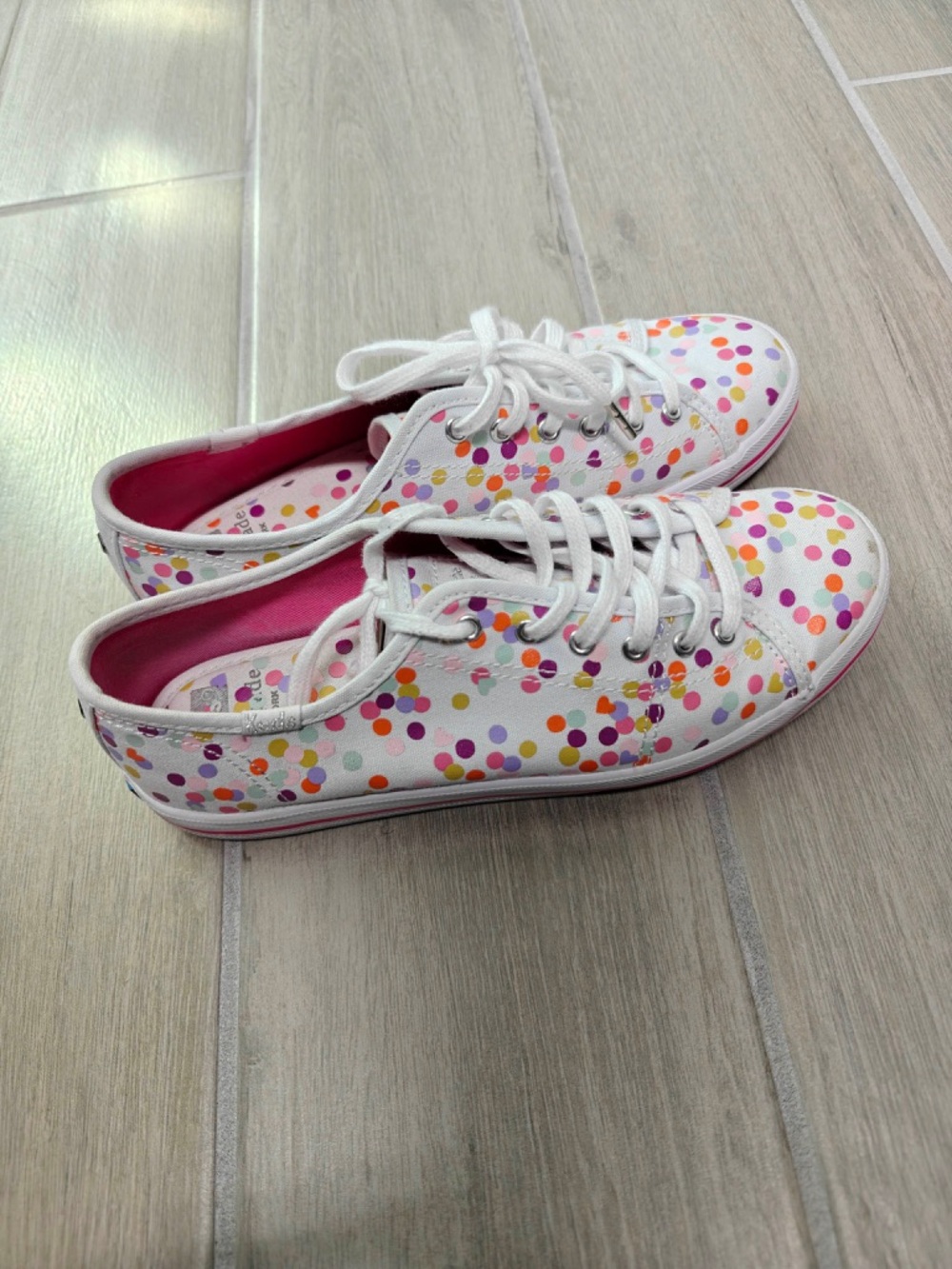 Keds x Kate Spade White Multicolor Confetti Lace-Up Sneakers